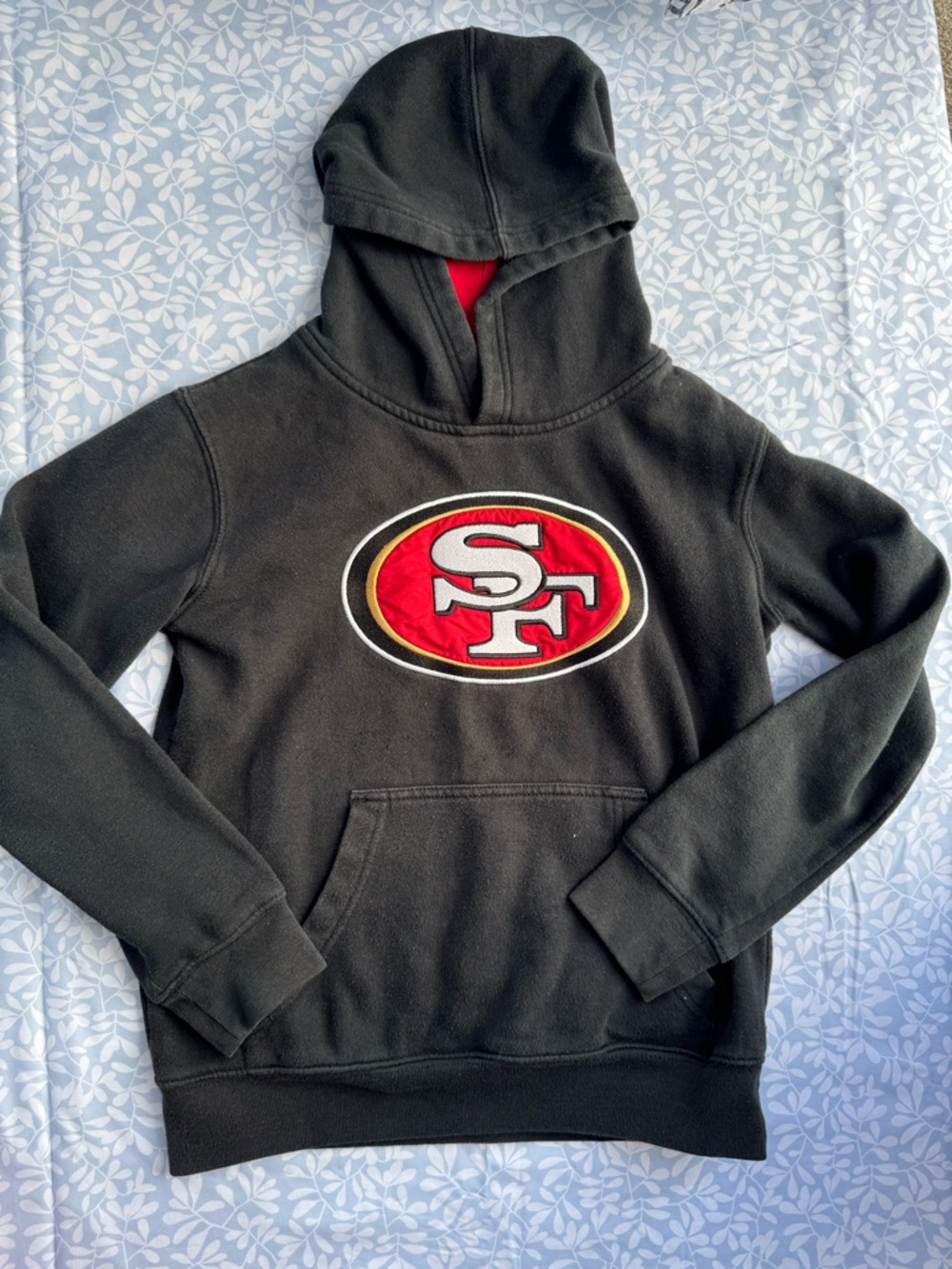 San Francisco 49ers Black Pullover Hoodie with Red Logo